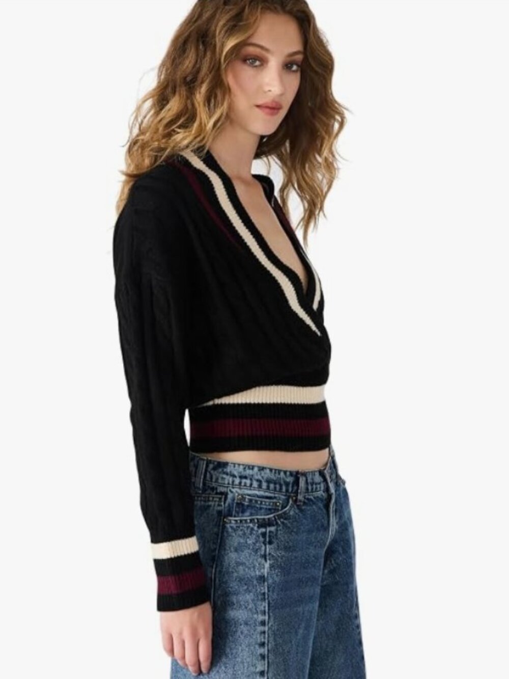 STEVE MADDEN Addison Contrast Stripe Sweater, XS